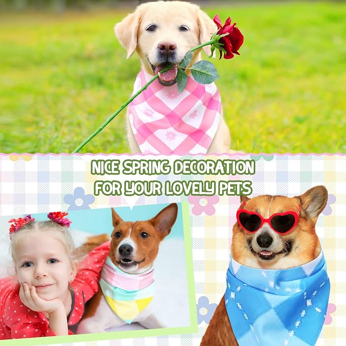 100 Pcs Spring Dog Bandanas Bulk Pet Bibs Colorful Triangle Scarf Pet Bandanas - Image 6