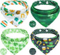 PAWCHIE St. Patrick's Day Dog Bandanas 4 Pack, Reversible Dog Party Triangle by PAWCHIE