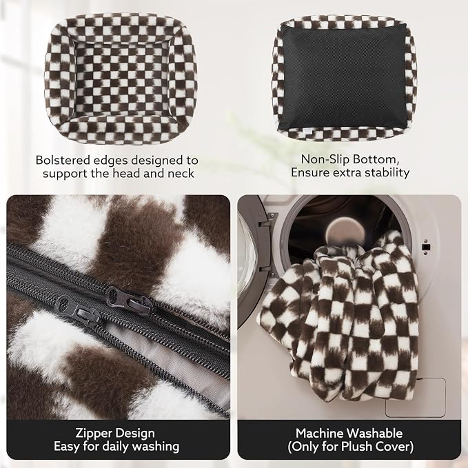 JOEJOY Dog Bed Medium Size Dog, Rectangle Washable Orthopedic Corduroy Fleece - Image 3