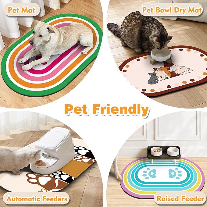 Dog Feeding Mat 24''x16'', Absorbent Pet Food Mat, No Stains Quick Dry Pet - Image 6