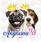 Custom Pet Name Sticker Personalized Text Face Photo Crown King Queen Animal by SANGAROM