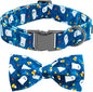 Halloween Dog Collar, Ghost Print Adjustable Pet Collar Blue Cute Cotton Soft by BoboRainbow