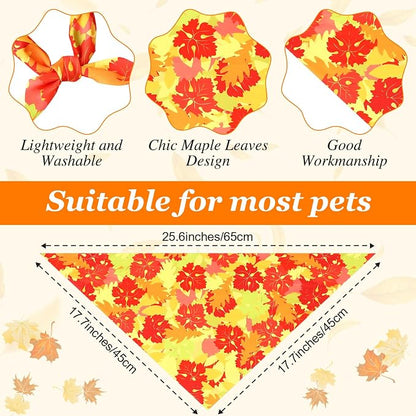 Abbylike 50 Pcs Fall Thanksgiving Dog Maple Leaves Bandanas Bulk Bandanas - Image 3