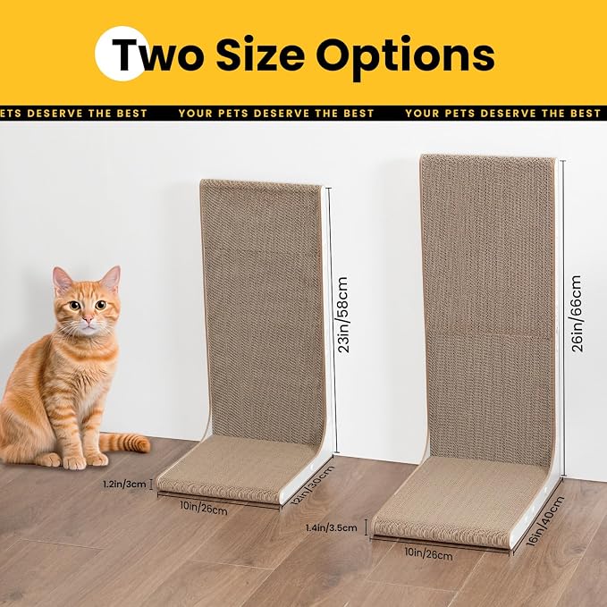 Cardboard Cat Scratcher, 26 Inch L Shape Scratch Pad Wall Mounted, Vertical - Image 2