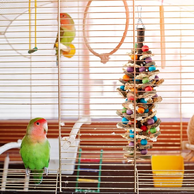 3 Pcs Extra Large Bird Parrot Toy Multicolored Natural Wooden Parrot Cage - Image 7
