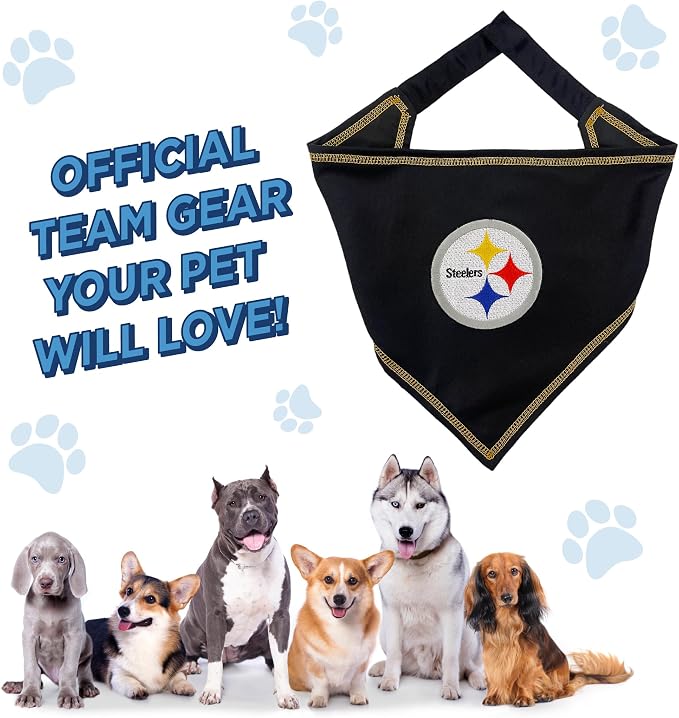 NFL Pittsburgh Steelers TIE Bandana, Large/X-Large. Dog Bandana Scarf Bib - Image 7