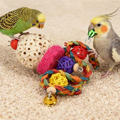 Wontee Bird Toys 3 Pack Parrot Foraging Hanging Toys Sola Ball Natural Nuts - Image 6