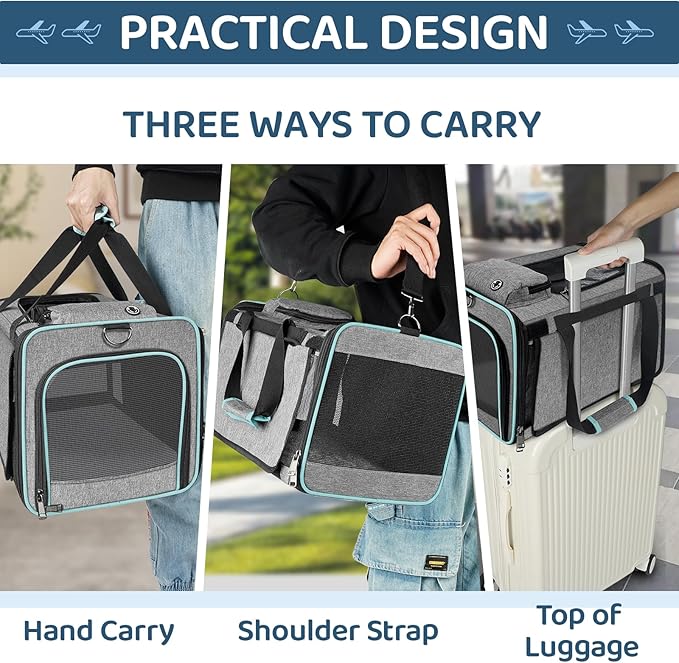 Cat Carrier American, Delta Airline Approved/Soft-Sided Pet Travel Bag - Image 5