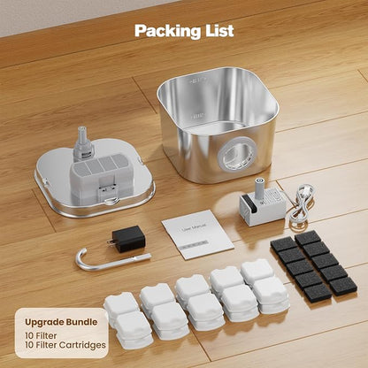 Stainless Steel Cat Water Fountain: 108oz/3.2L Pet Water Fountains Cat Watering - Image 9