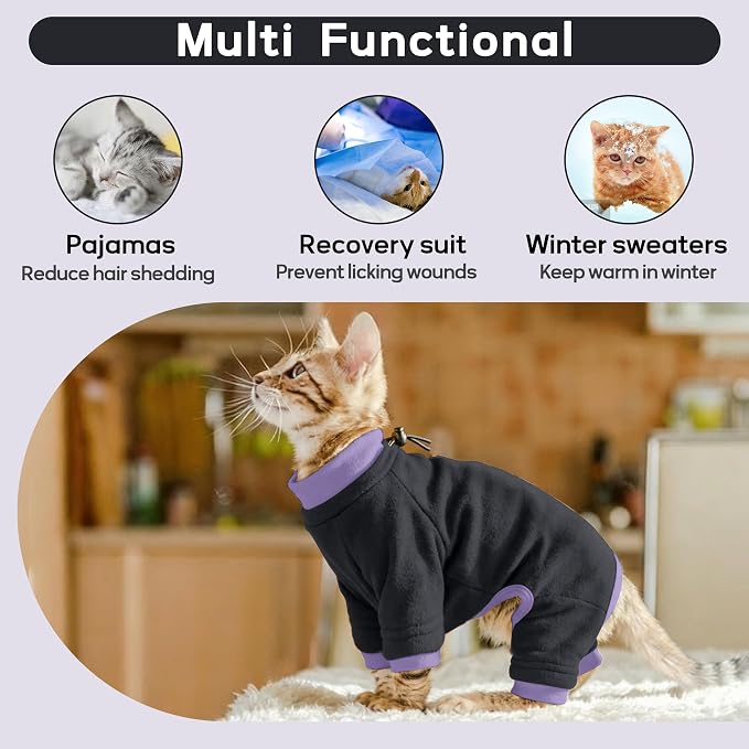 PUMYPOREITY Sticky Hair Cat Clothes, Prevent Hair Loss Cat Pajamas, Soft Cat - Image 5