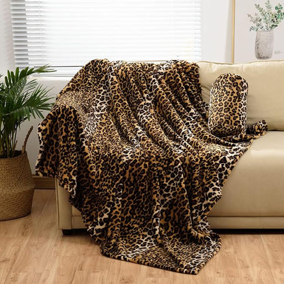 Bnuitland Leopard Print Flannel Twin Size Blanket by BNUITLAND
