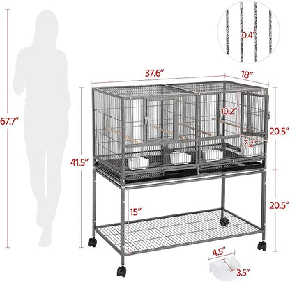 Yaheetech 41.5" Stackable Divided Breeder Breeding Parakeet Bird Cage - Image 4