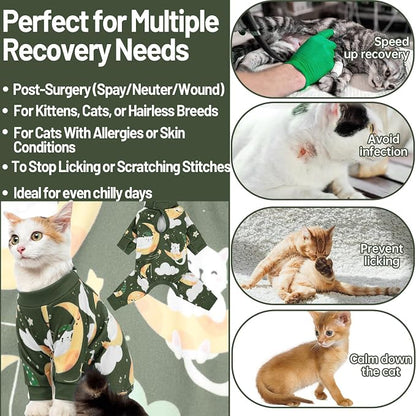 QBLEEV Cat Onesie for Cats After Surgery, Sticky Hair Cat Pajamas for Cats Only - Image 6