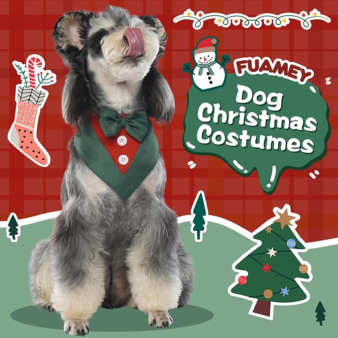 FUAMEY Dog Tuxedo Christmas for Small Dogs, Dog Formal Suit Dogs Attire Pet Bow - Image 2