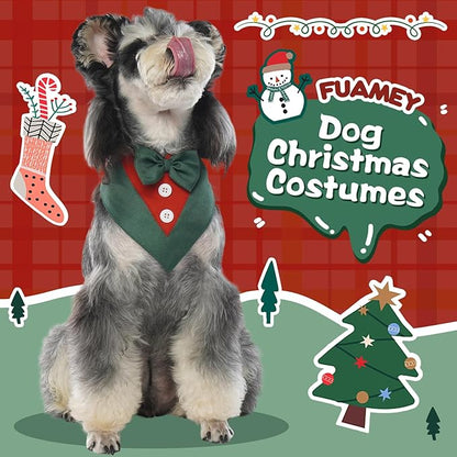 FUAMEY Dog Tuxedo Christmas for Small Dogs, Dog Formal Suit Dogs Attire Pet Bow - Image 2
