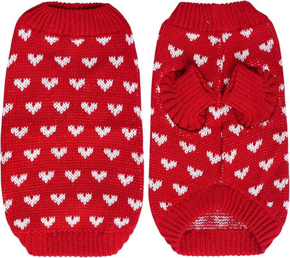 Dxhycc Dog Knitted Heart Sweater Puppy Sweater Warm Soft Pet Holiday Clothes - Image 2