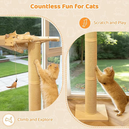 54.3" Cat Window Perch with 3 Adjustable Roman Column Sisal Scratching Posts - Image 7