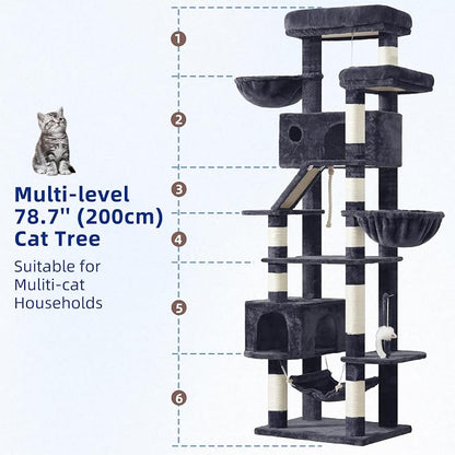 Cat Tree for Large Cats, 78.7" Tall Cat Tower for Indoor Cats Multiple Cats - Image 2