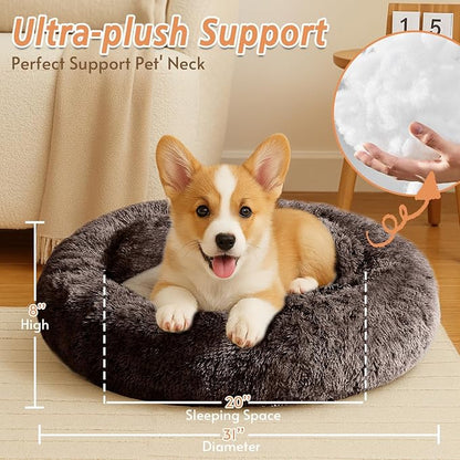 JOLLYVOGUE Calming Dog Bed Medium Size Dog, Anti-Anxiety Donut Medium Pet Bed - Image 4