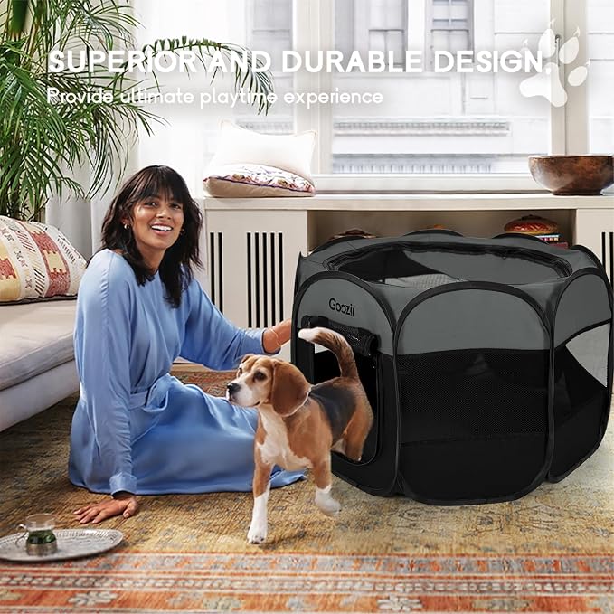 Portable Dog Playpen for Medium Dogs, Collapsible Pet Cat Kitten Puppy Playpen - Image 3