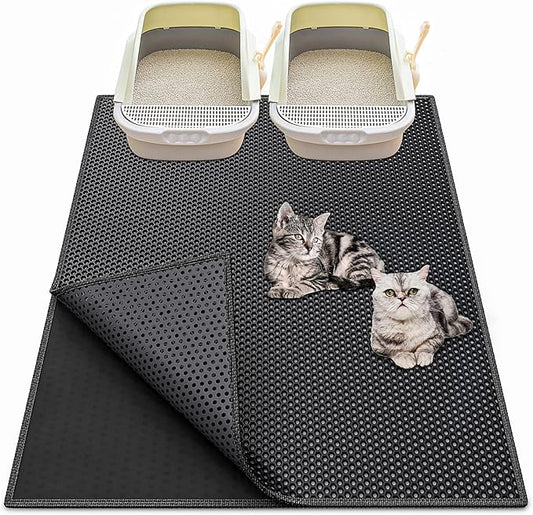 Cat Litter Box Mat: 36"x 30" Waterproof Kitty Cat Litter Trapping Mat, by Createabetterlifeforyou