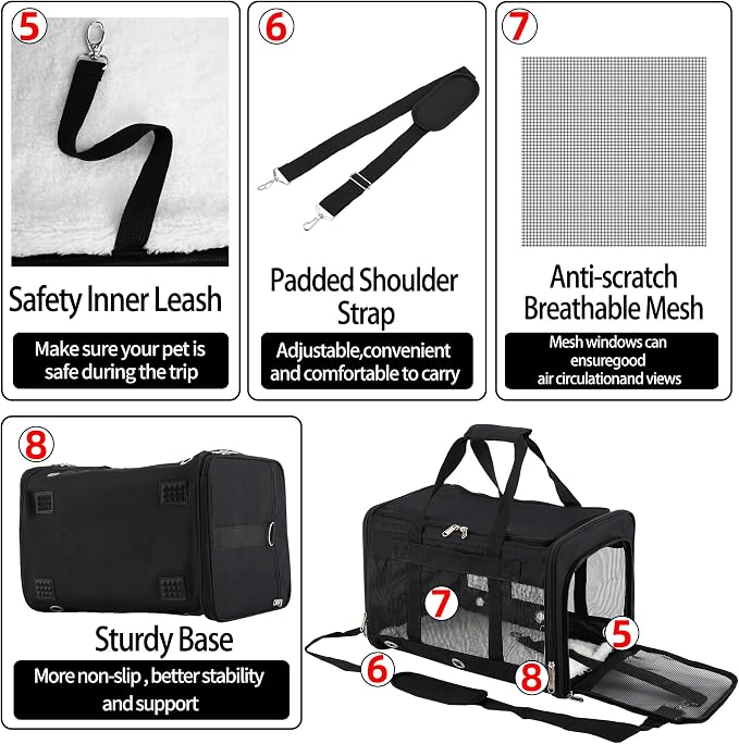 Soft Sided Cat/Dog Carrier，Collapsible Mesh Pets Travel Carriers - Image 5