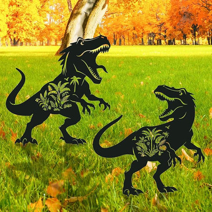 Dinosaur Metal Garden Stakes Yard Decor, Lawn Ornaments by RNGMSI