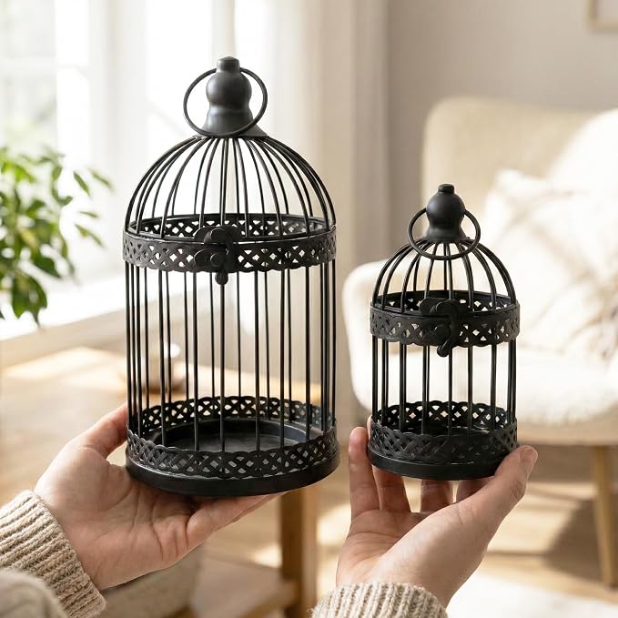 Vela Lanterns Bird Cage Decor Candle Holder Lantern Decorative Table - Image 5