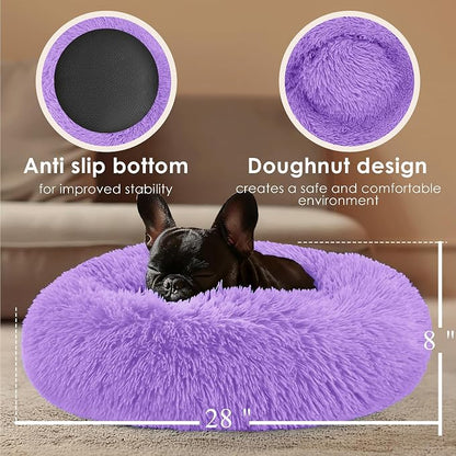 28in Large Dog Bed, Medium Size Dog and Cats, Calming Donut Bed - Image 3