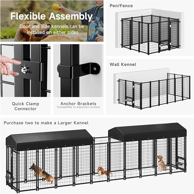 2PCS Dog Kennel Outdoor, Large Outside Dog Kennel - Image 7