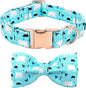 Dog Collar-Bow Dog Collar Blue Bear Pattern Pet Collar Dog Cute Bow Tie Soft by BoboRainbow