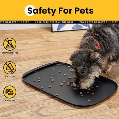 Silicone Dog Food Mat with Side Pocket & Hook Hole, Soft Raised Edges, Easy - Image 6