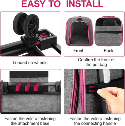 Pet Carrier with Wheels Up to 33 lbs Airline Approved Cat Carrier Rolling Pet - Image 3