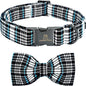 Lionheart glory Dog Bow Collar Blue and Black Plaid Dog Collar by LionheartGlory
