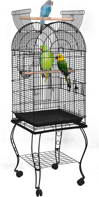SUPER DEAL 63.5'' Rolling Bird Cage Large Wrought Iron Cage by Superdeal
