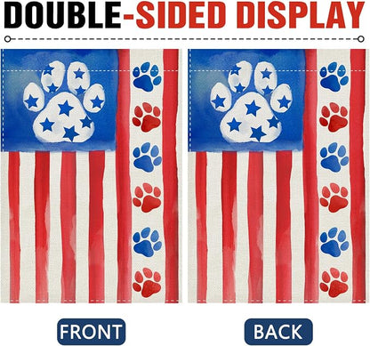 Dyrenson 4th of July Dog Cat Paw Prints 28 x 40 House Flag Double Sided - Image 3
