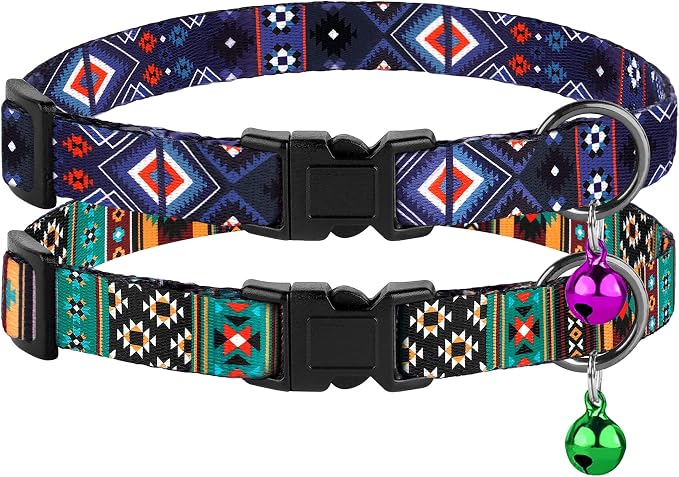 Cat Collar Breakaway 2PCS Adjustable Pattern Tribal Aztec Southwest Safety Pet - Image 9