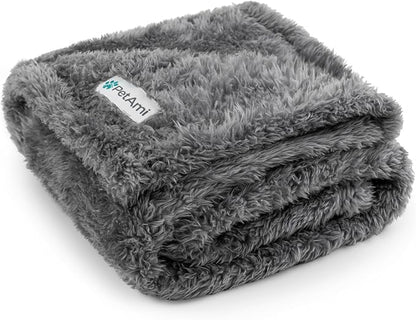 PetAmi Dog Blanket for Small Medium Dogs Grey, Fluffy Soft Puppy Blanket by PetAmi