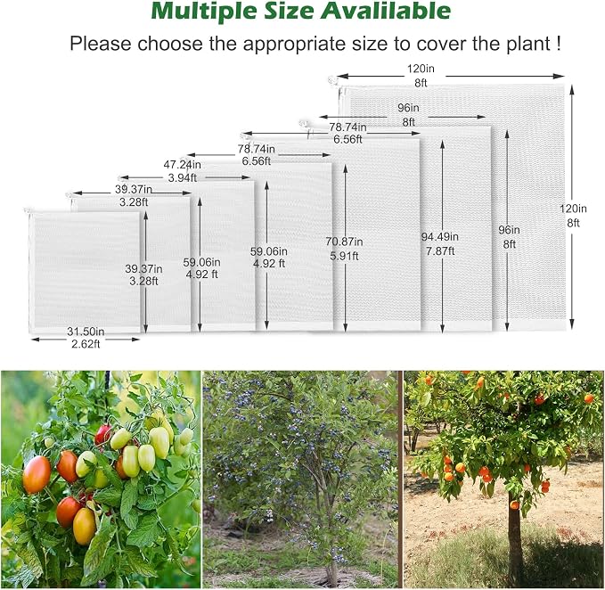 8 x 8ft Large Fruits Tree Netting, Garden Mesh Insect Tree Cover - Image 2