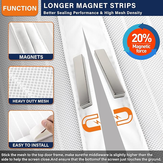 Magnetic Screen Door，Screen Door Mesh，Keep Bugs Out, Heavy-Duty Mesh Curtain - Image 6