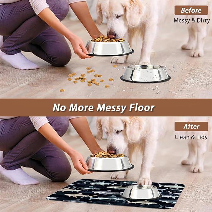 Cute Shark Dog Cat Food Mat, Absorbent Pet Feeding Mat - Image 5