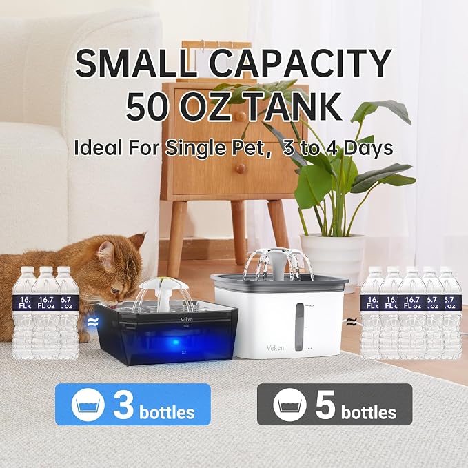 Veken Award-Winning Small Pet-Friendly Cat Water Fountain - Image 4