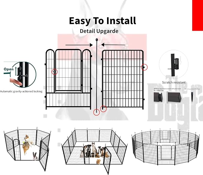 Dog Playpen Outdoor for Medium/Large Dogs 36'' High, 2 Add-On Heavy Duty Dog - Image 6