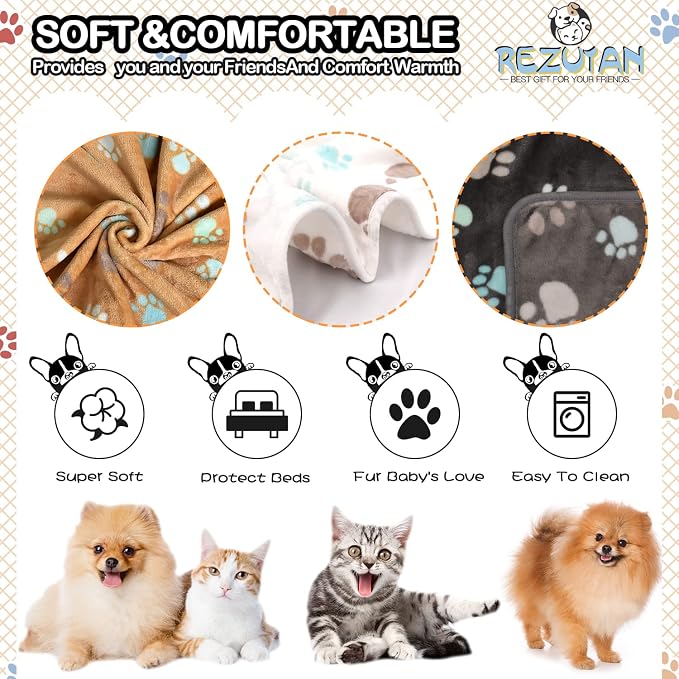 Rezutan Dog Blanket for Large Dogs, Upgraded 3 Pack Dog Cat Flannel Blankets - Image 2
