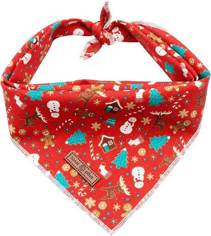 Lionet Paws Christmas Dog Bandana Washable Cotton Handkerchief Scarf Triangle by lionetpaws