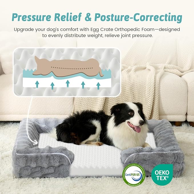 Orthopedic Dog Bed for Large Size Dog, Soft and Warm Faux Fur Extra Large Sofa - Image 2