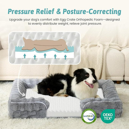 Orthopedic Dog Bed for Extra Large Dog, Soft and Warm Faux Fur Sofa for Giant - Image 2