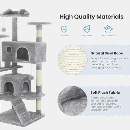 54 Inches Cat Tree Tower for Indoor Cats, Cat Tree Tower Condo - Image 4