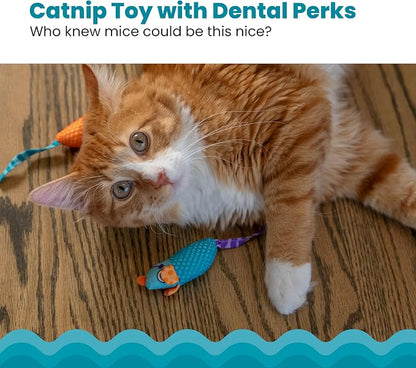 Catstages Catnip Chew Mice 2 Pack– Interactive Dental Cat Chew Toy that Helps - Image 2