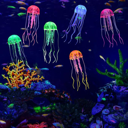 Lpraer 6 Pack Glow Jellyfish Floating Fish Tank Decorations Glowing Effect by Lpraer